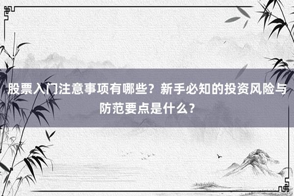 股票入门注意事项有哪些？新手必知的投资风险与防范要点是什么？