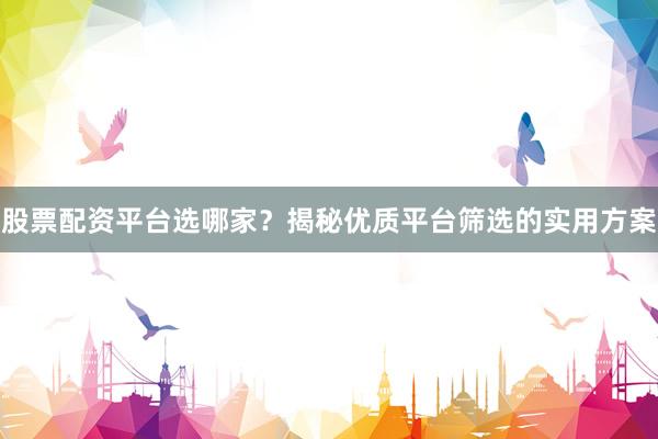 股票配资平台选哪家？揭秘优质平台筛选的实用方案
