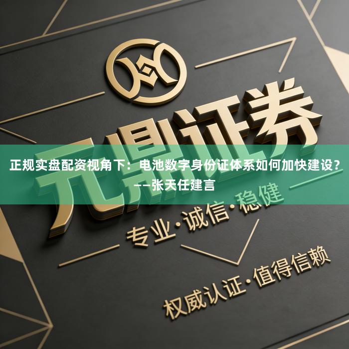 正规实盘配资视角下：电池数字身份证体系如何加快建设？——张天任建言