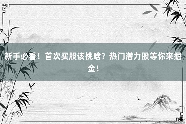 新手必看！首次买股该挑啥？热门潜力股等你来掘金！