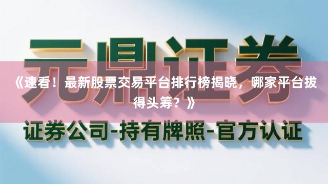 《速看！最新股票交易平台排行榜揭晓，哪家平台拔得头筹？》