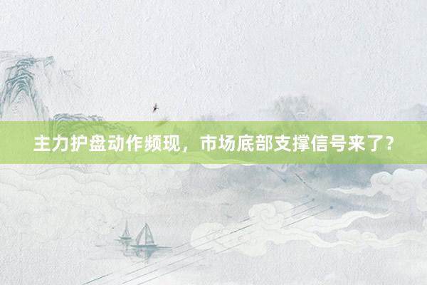 主力护盘动作频现，市场底部支撑信号来了？