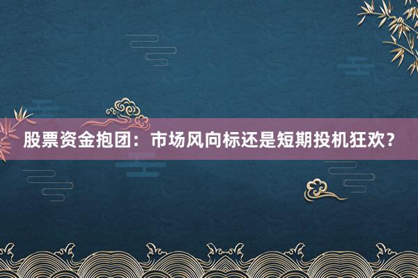 股票资金抱团：市场风向标还是短期投机狂欢？